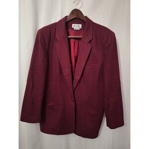 Vintage y2k Casual Corner Wool Blazer Womens Sz 14 Burgundy Preppy Office Career